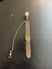 Antique Victorian H&H Clip Watch Chain with Mesh Belt and Fob