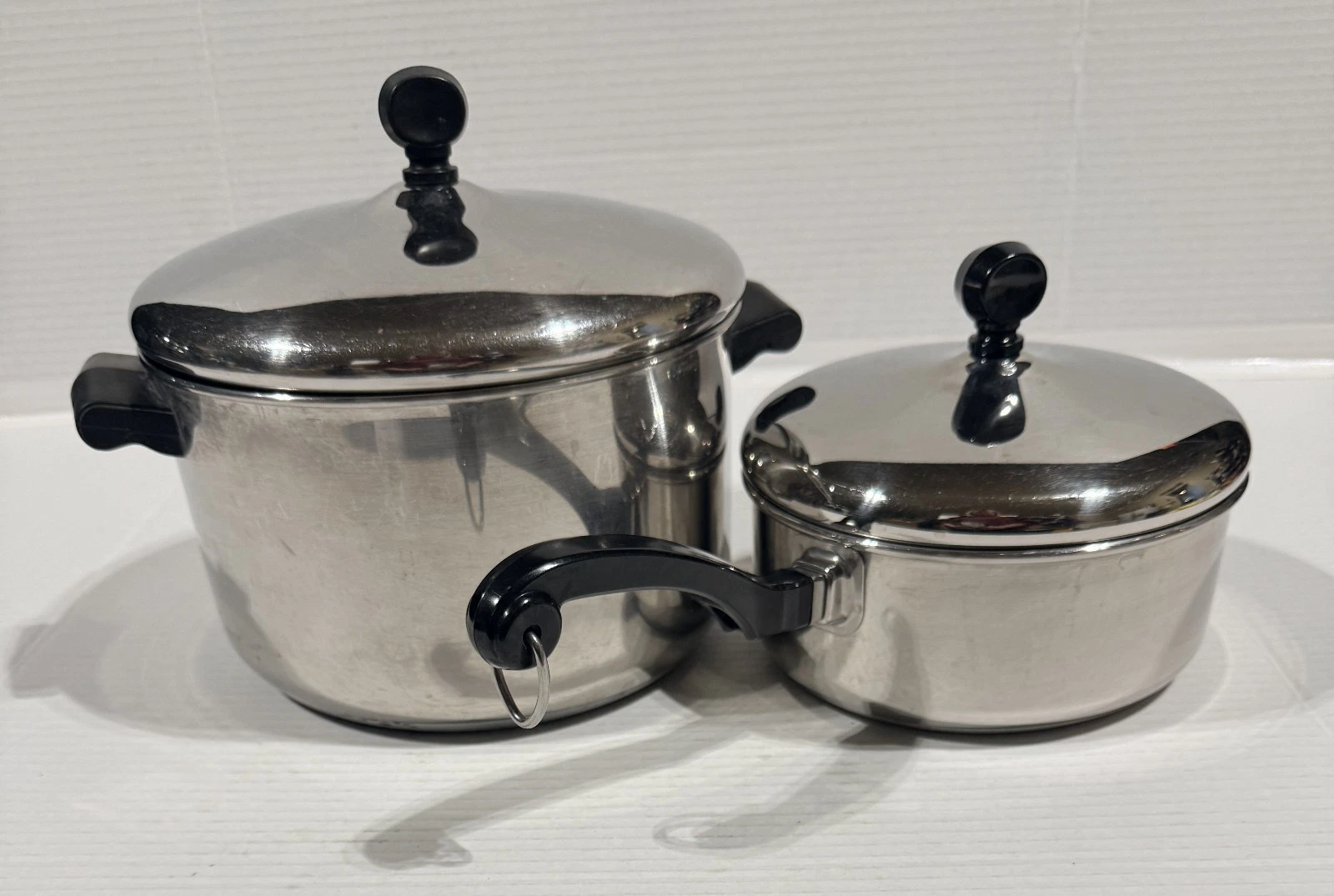 FARBERWARE - VTG Aluminum Clad Stainless Steel Pot Pan w/ Lid - 4 qt & 1.5 qt