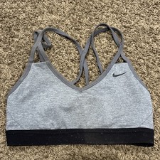 Nike Dri Fit Women  s S Sports Bra Gray Black B25