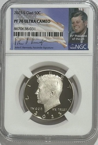 2025 S NGC PF70 Ultra Cameo Clad Proof Kennedy Half Dollar