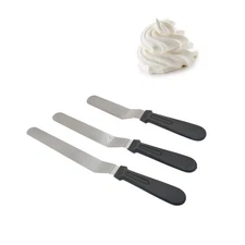 Waziaqoc Offset Spatula Set with Dough Scraper and Cake Scraper Set, Stainles...