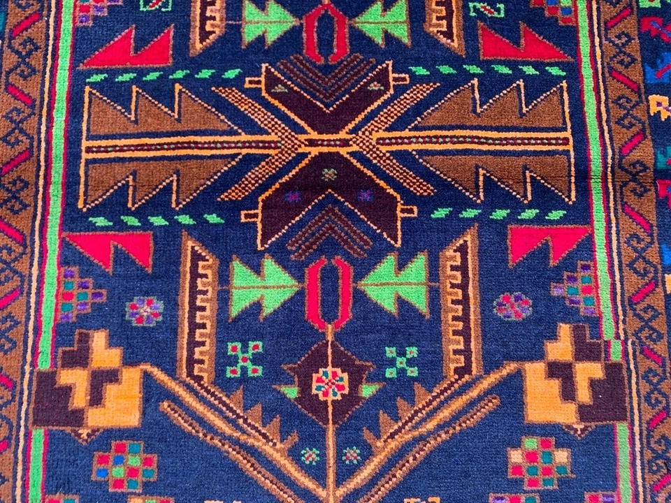 Афганский ковер ручной работы 3x4 фута напольный ковер восточный богемный ковер традиционный шерстяной ковер - Изображение 4 из 4