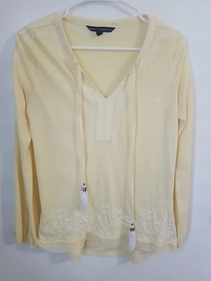 #ad White House Black Market Top Tassels Size XS Yellow $17.50