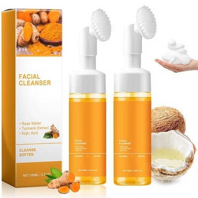 2 Pcs Turmeric Foaming Face Wash, Deep Cleansing Glow Wash Turmeric Facial Clean