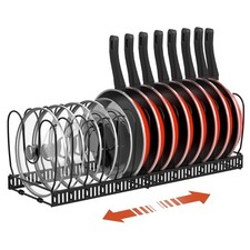Pot and Pan Lid Organizer Rack - Kitchen Storage Holder, Black, Space-Saving Sol