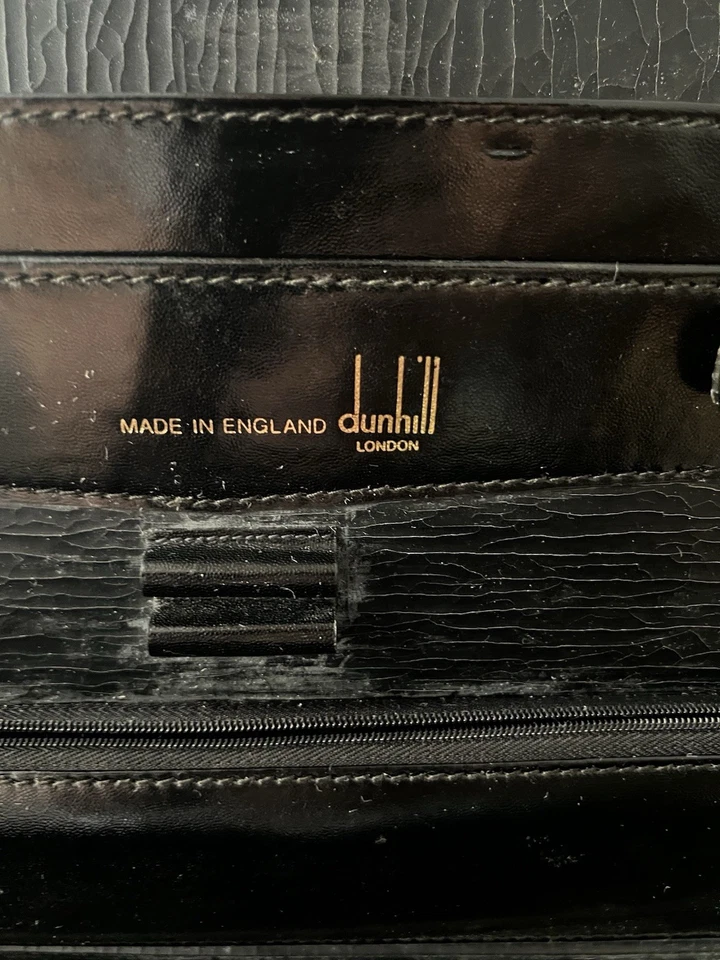 Maletín de cuero negro Dunhill London vintage herrajes dorados hecho en Inglaterra Foto 2 de 4