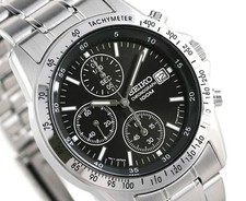 Seiko SND367P1 SND367PC Chronograph schwarzes Zifferblatt Quarz Herrenuhr neu