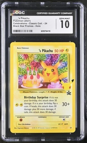 CGC 10 BIRTHDAY PIKACHU 24 CELEBRATIONS CLASSIC COLLECTION POKEMON GEM MINT BM