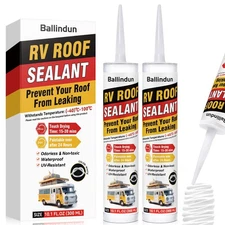 Ballindun RV Roof Sealant 2-Pack White Lap, Camper Trailer Roof Window, Water...