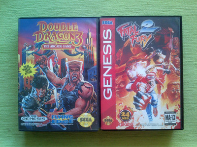 DOUBLE DRAGON 3 + FATAL FURY 2 Sega Mega Drive Megadrive Genesis Ntsc USA Ver.  