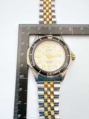SEIKO SCUBA 200M 7N35-600A Quartz White Dial Watch Japan Vintage