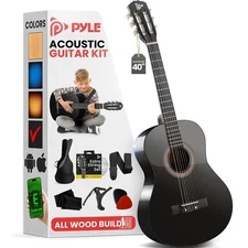 Pyle 39" 6-String Classical Acoustic Guitar for Beginner and Adult (Black)