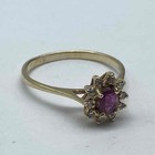 14K Yellow Gold Ruby and Diamond Oval Halo Cluster Ring Size 7.75 2.0g — photo 4