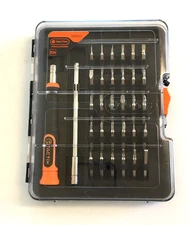 32 pc Tactix Ratcheting Precision Screwdriver Set + Ext Bar & 30 Bits