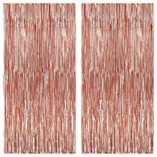 KatchOn, Rose Gold Fringe Curtain - XtraLarge 3.2x8 Feet, Pack of 2 | Rose 