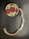 Purse Hanger Hook– Table Handbag Holder w/ Non-Slip Grip Flowers/Silver — photo 1