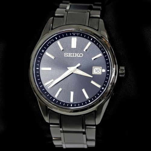 Seiko Selection SBTM343 Radio Vague Contrôle Date Titane Noir Solaire Montre - Photo 7 sur 7