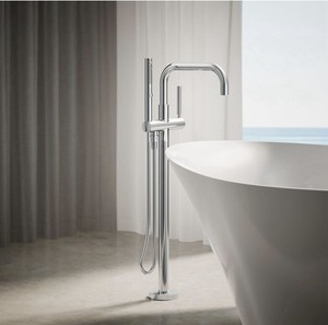 Kohler Freestanding Tub Filler Faucet Polished Chrome 37in w/ Handheld Shower