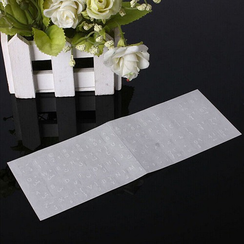 White Letter Arabic Layout Transparent Keyboard Sticker Reflection 19 O2T8 K5W9 - Picture 10 of 12