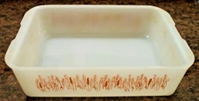Proctor Silex Slow Cook Casserole Dish Mid Century Modern Milk Glass Wheat Motif