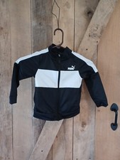Puma Full Zip Boys Kids Youth Childs Jacket Black White Size 3T Logo