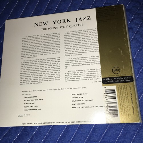 New York Jazz by Sonny Stitt (CD, Jun-2003, Verve) - Picture 2 of 2