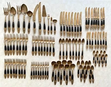 Vintage Samran Thailand Devas God 100pc Bronze Flatware Set Service for 8