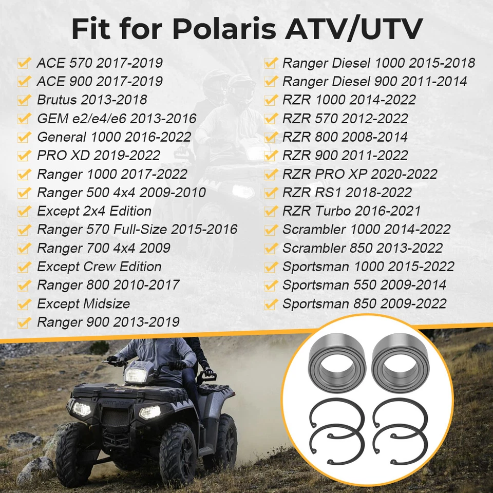 Front or Rear Wheel Bearings Heavy Duty for Polaris Sportsman 550 850 1000 09-22 - Image 3 of 4