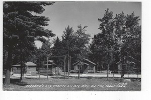 Cooks Mi Tylene S Log Cabins On Big Bay De Noc 1942 Rppc Real