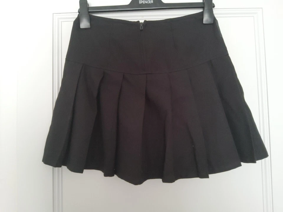 Minifalda plisada negra Royal Bones DAANG de colección gótica punk talla pequeña Foto 4 de 4