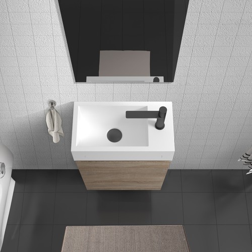 18"Bathroom Vanity With Sink Wall-Mounted 450mm*250mm*550mm Modern MDF No Faucet - Picture 7 of 9