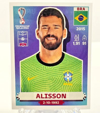 2022 FIFA World Cup Qatar Panini Sticker White Parallel #BRA3 Alisson Brazil (B)