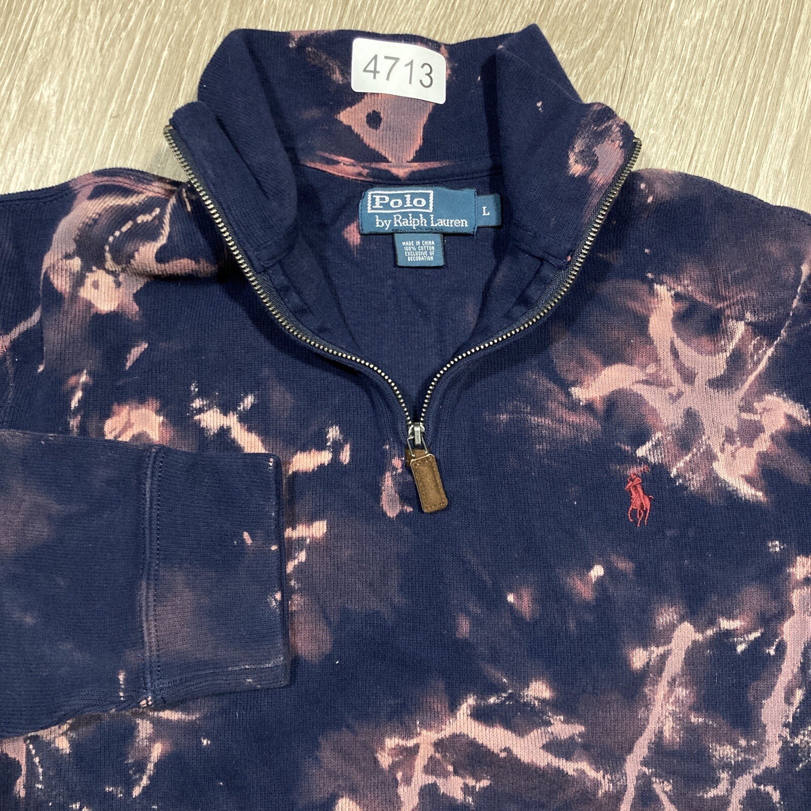 Polo Maglione L Bleach Dye Ralph Lauren Pony PRL Felpa Maglione Vite