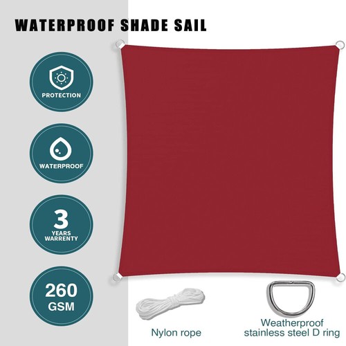 Waterproof Shade Sail Patio Awning Outdoor Garden Pool Sun Canopy Shelter Cover - Picture 2 of 21