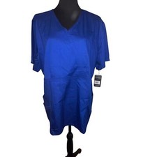 Cherokee Lux Women s 2XL Modern Classic Royal Blue elastic waist Scrub Top NEW