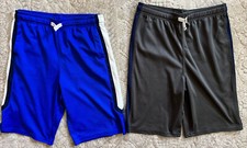 2 Carter  s Kid Athletic Shorts Blue Gray Elastic Waist Boys 14