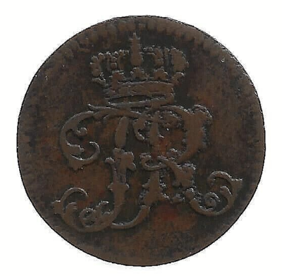 GERMAN STATES PRUSSIA~1 PFENNIG -SCHEIDE MUNTZ 1752-A~COPPER COIN