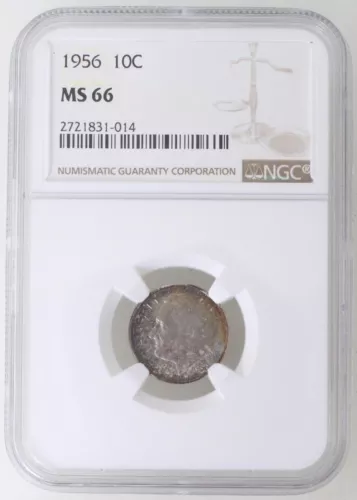 1956 P Roosevelt Silver Dime 10C NGC MS66 Toned