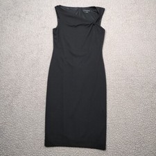 David Meister Dress Womens 4 Black Shoulder Twist Asymmetric Zip-Back Lined