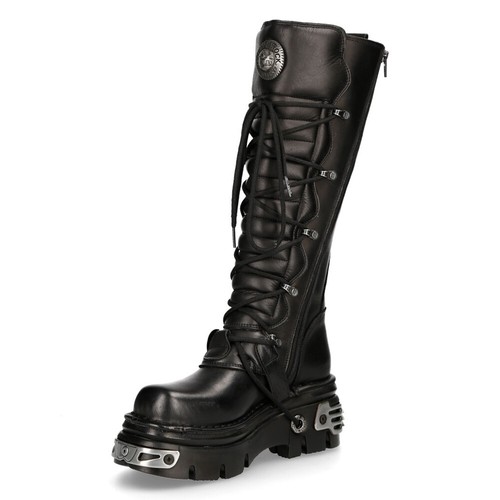 Nuevas Botas Rock 272-S1 Botas Negras Metálicas Góticas Rodilla Alta Cremallera Hebilla de Cuero - Imagen 5 de 8