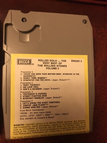 Rolling Stones - Rolled Gold Vol 1 & 2 DECCA 8 Track Cartridge Tape. Ex/plus. - Picture 8 of 11