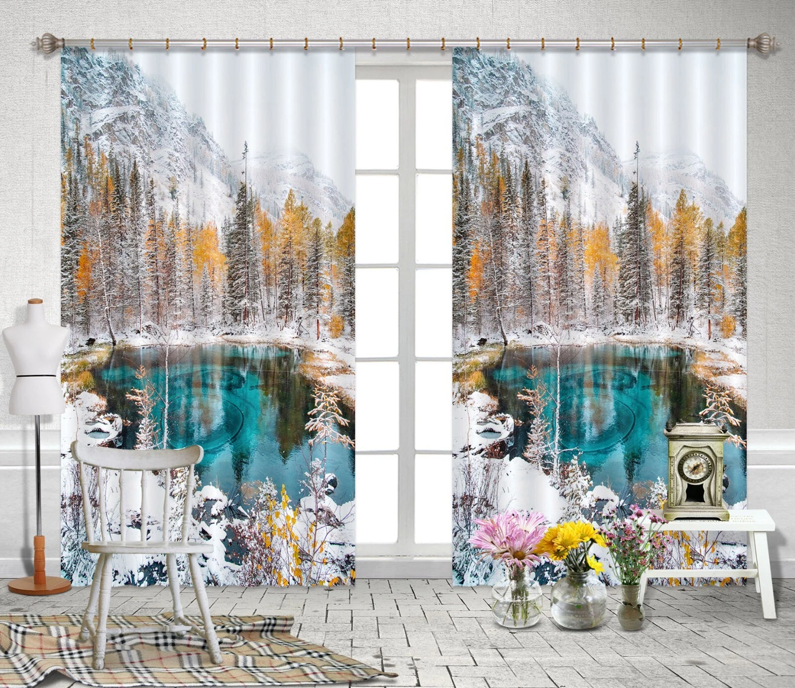 3D Blue Lake ZHUB4956 Photo Curtain Window Blockout Fabric Vera 2023