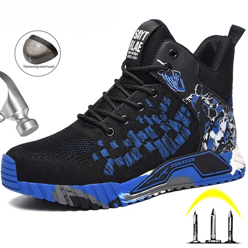 Stahlkappe Arbeit Sicherheitsstiefel Herren Outdoor Schuhe Pannensicher High Top Sneaker - Bild 4 von 32