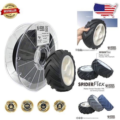 1.75mm Flexible TPE Filament with Matte Finish - 500g Shore 75A, Coal Black