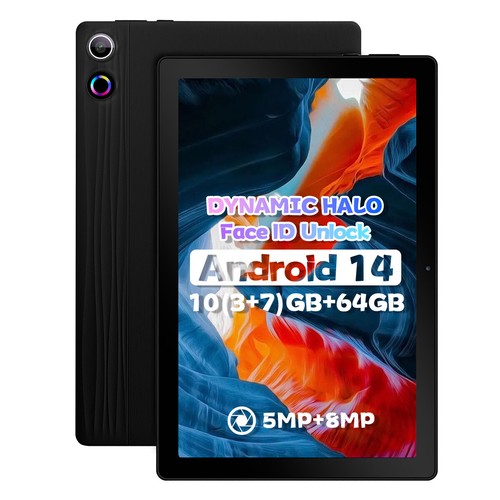 Tablet 10.1" WIFI Android 14 HD 64GB Tablet Pad Quad-Core Netflix Doppia Fotocamera - Foto 2 di 13