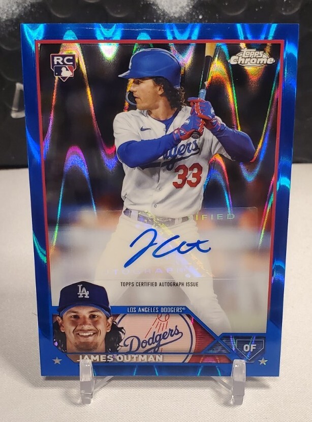 2023 Topps Chrome Update James Outman Rookie Blue Raywave Auto /150 DODGERS