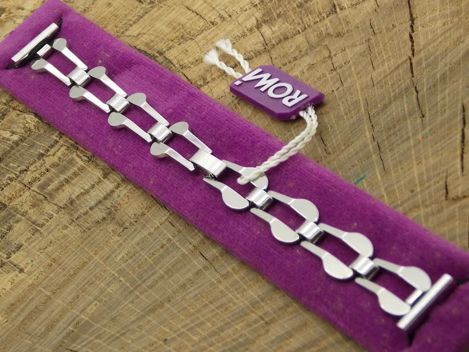 Pulsera Rowi de acero inoxidable con cierre de mariposa de 16 mm vintage nueva de colección Foto 4 de 4