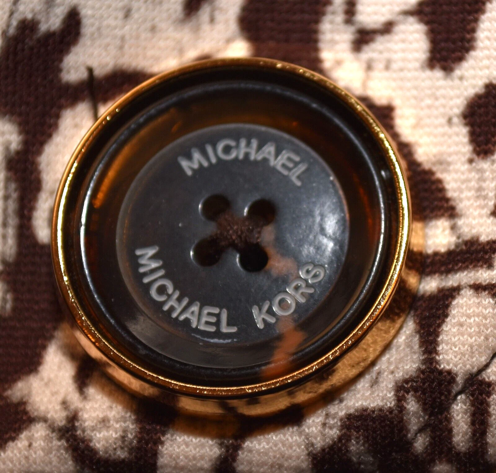 Abito Michael Kors marrone scuro con bianco floreale elasticizzato tubino taglia S