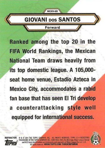 2014 Topps Chrome Major League Soccer *Refractor* Mexican National Team Players - Picture 12 of 16