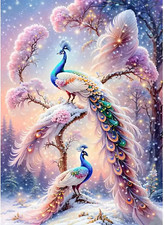 Pink Peacock Diamondpainting Set - 5D Full Diamond DIY Gem Art for Beginners - S